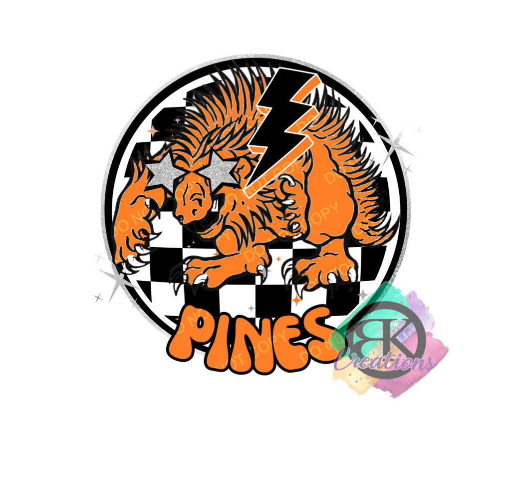 SP1145 - Porcupine Mascot Checkered Circle Background