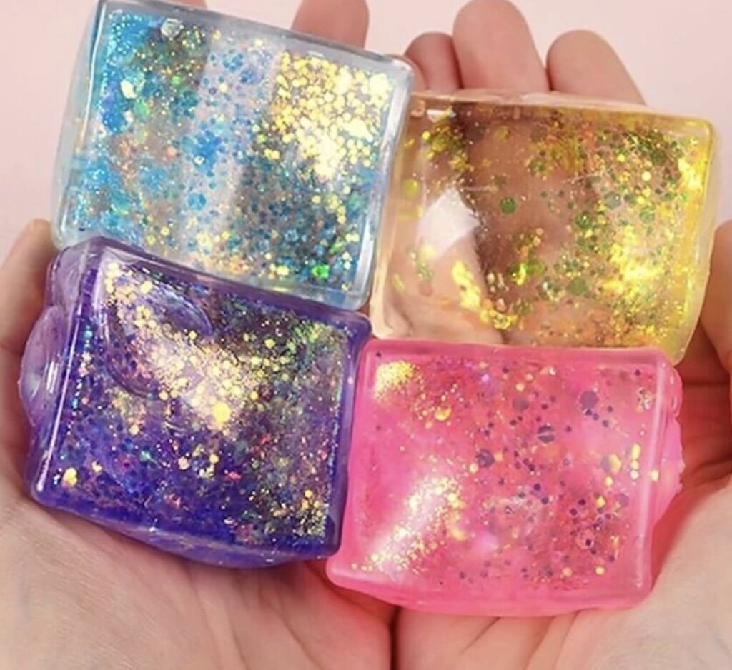 Slow Rise Glitter Squishy Cube Square Ice Cube Malt Sugar Stress Balls