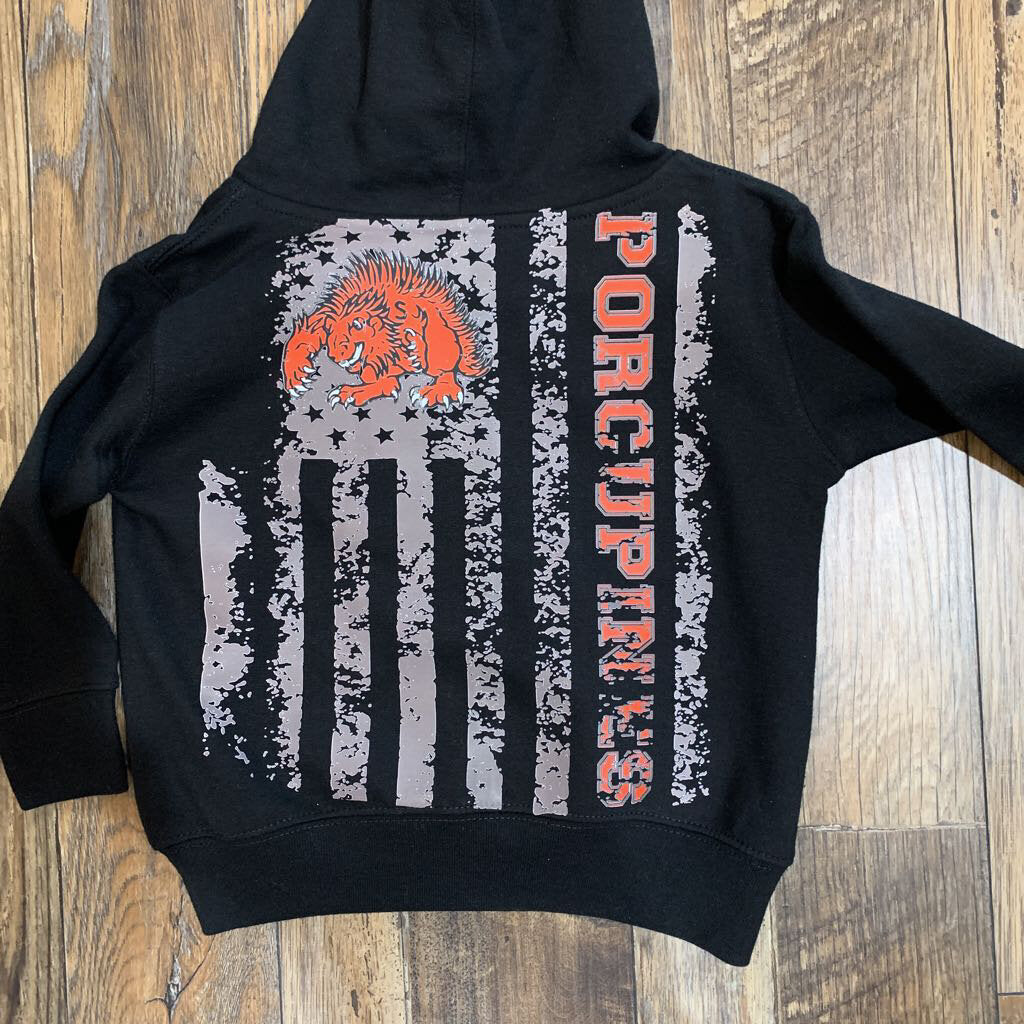 Zipper hoodie youth - SP/ Texas with Porcupine Flag on back