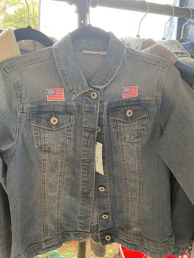 Jean Jacket w/red, White Blue Bandana - Small