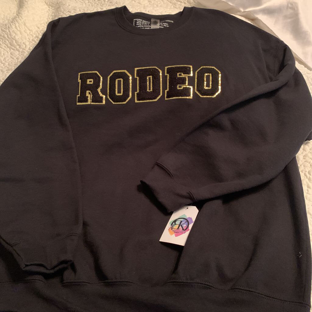 RODEO - chenille letters on Sweatshirt