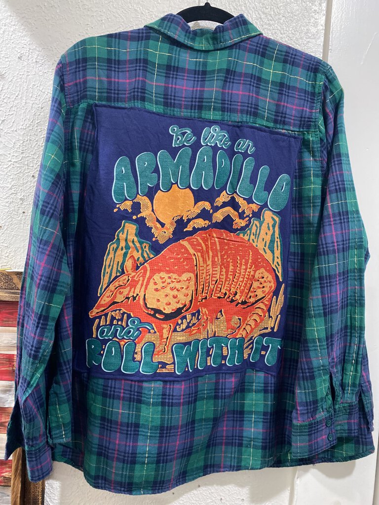 Flannel Shirt-Green/Blue- Armadillo