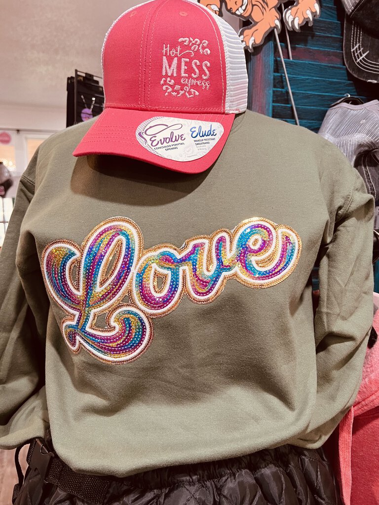 SEQUIN LOVE SWEATSHIRT