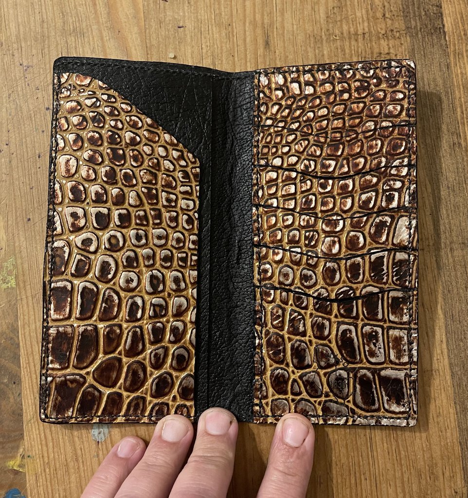 Gator Embossed Cowhide Cowboy Wallet