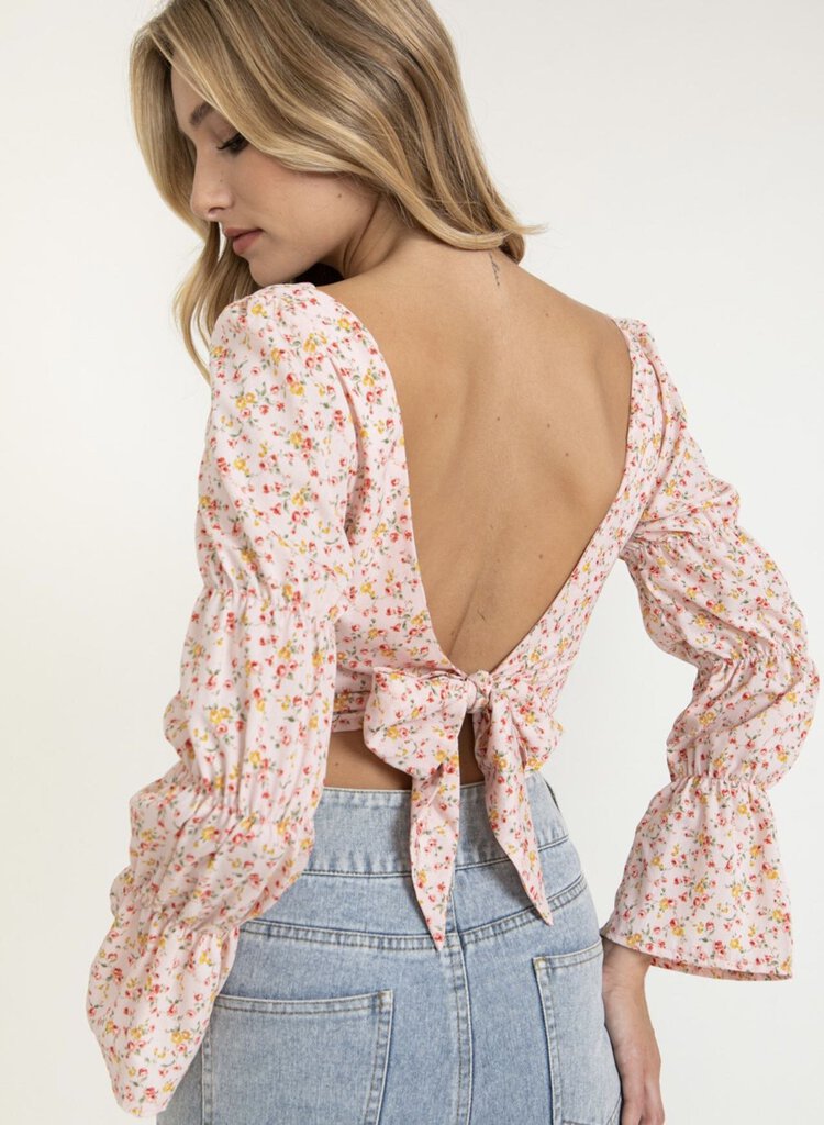 FLORAL PRINT OPEN BACK TOP