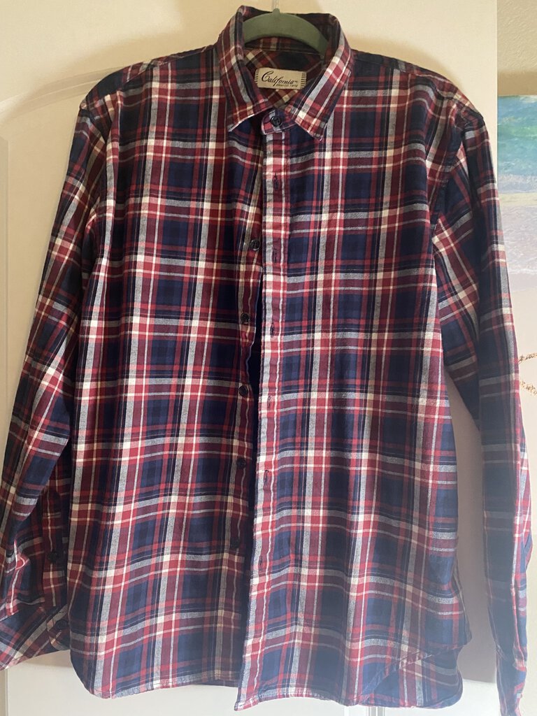 Shirt, Navy/Red Plaid, Merry Christmas