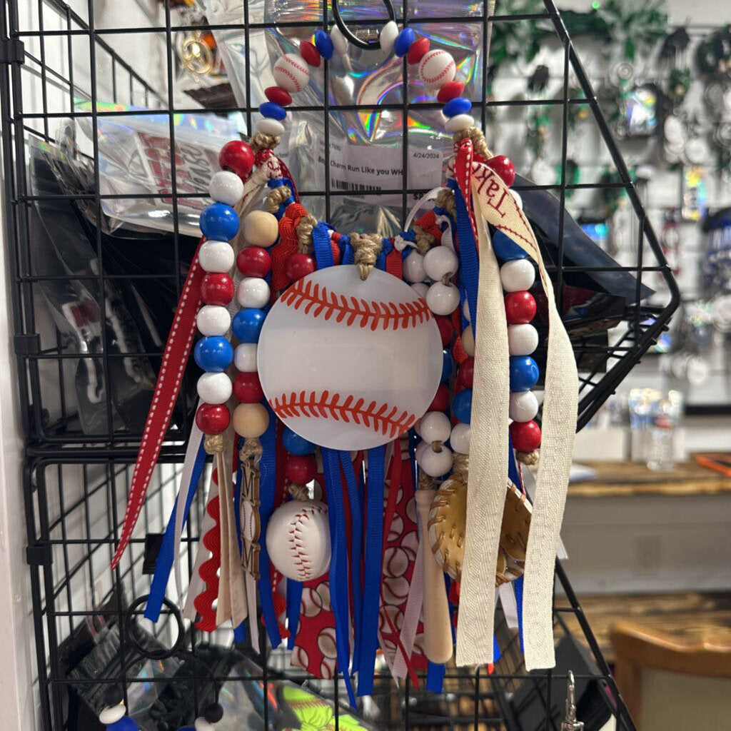 Baseball Ribbon Bag tag