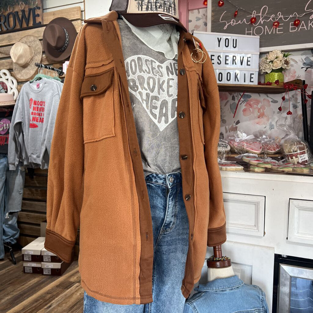 Brushed Fleece Two-Tone Shacket