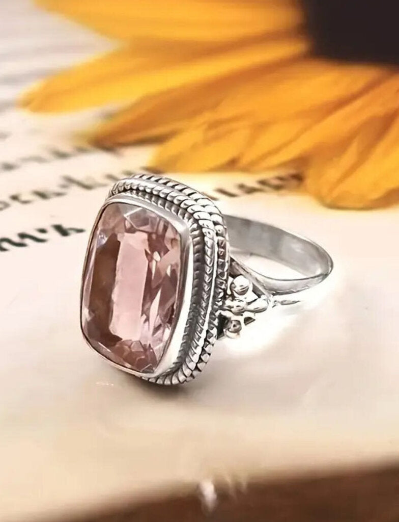 Ring, Silver Pink Cubic Zirconia