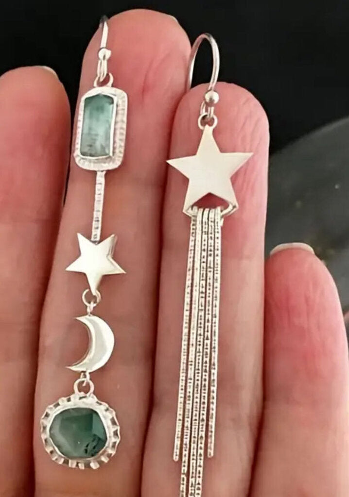 Hat Pins, White Turq Star