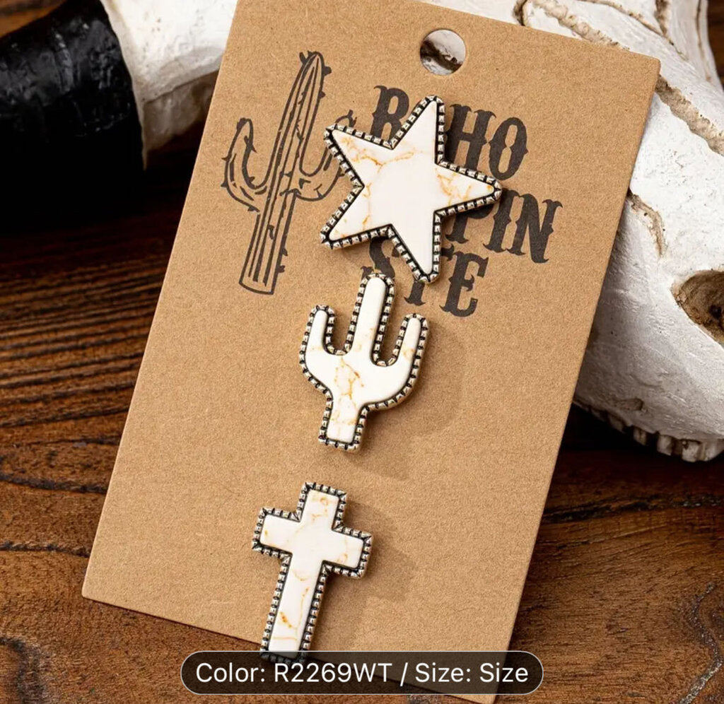 Hat Pins, White Turq Cross
