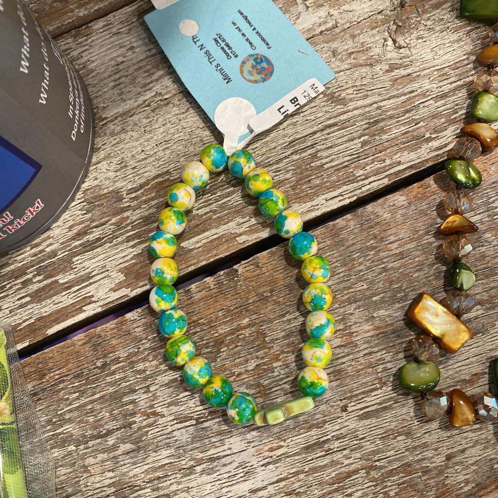 Bracelet, stretch Cross Natural Beads