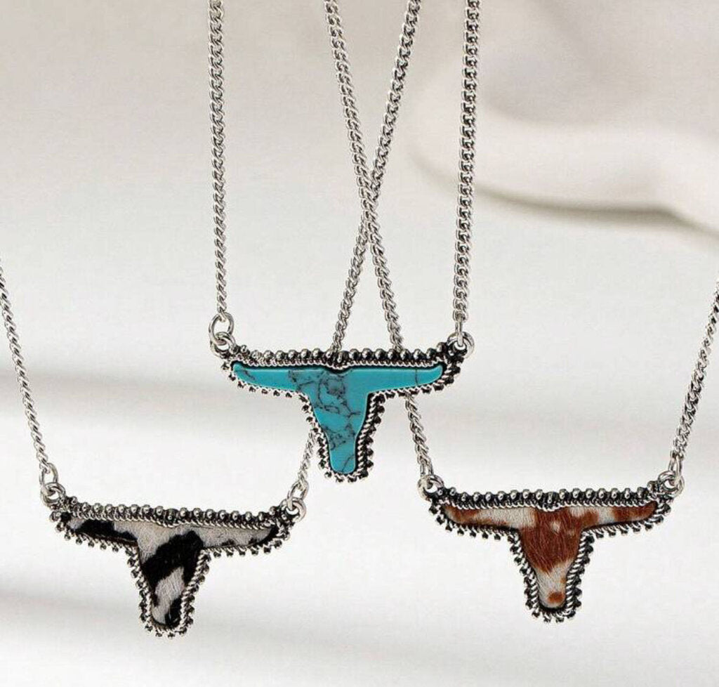 Set, Necklace/Stud Cowhead Turq