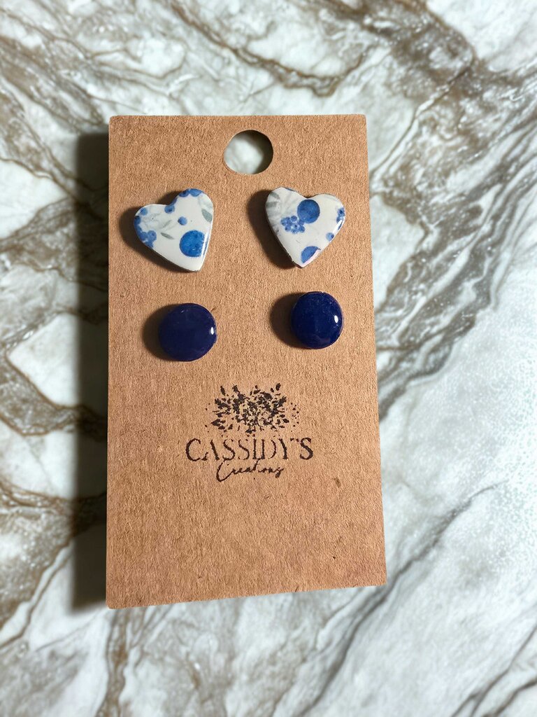 Blueberry Heart Stud Pack