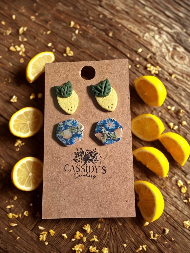 Lemon Studs w/Hexagons