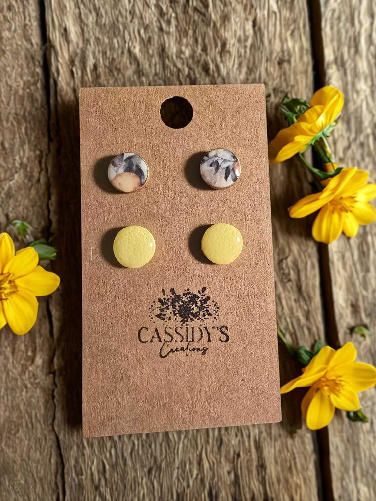 Lemon Yellow Button Stud Pack