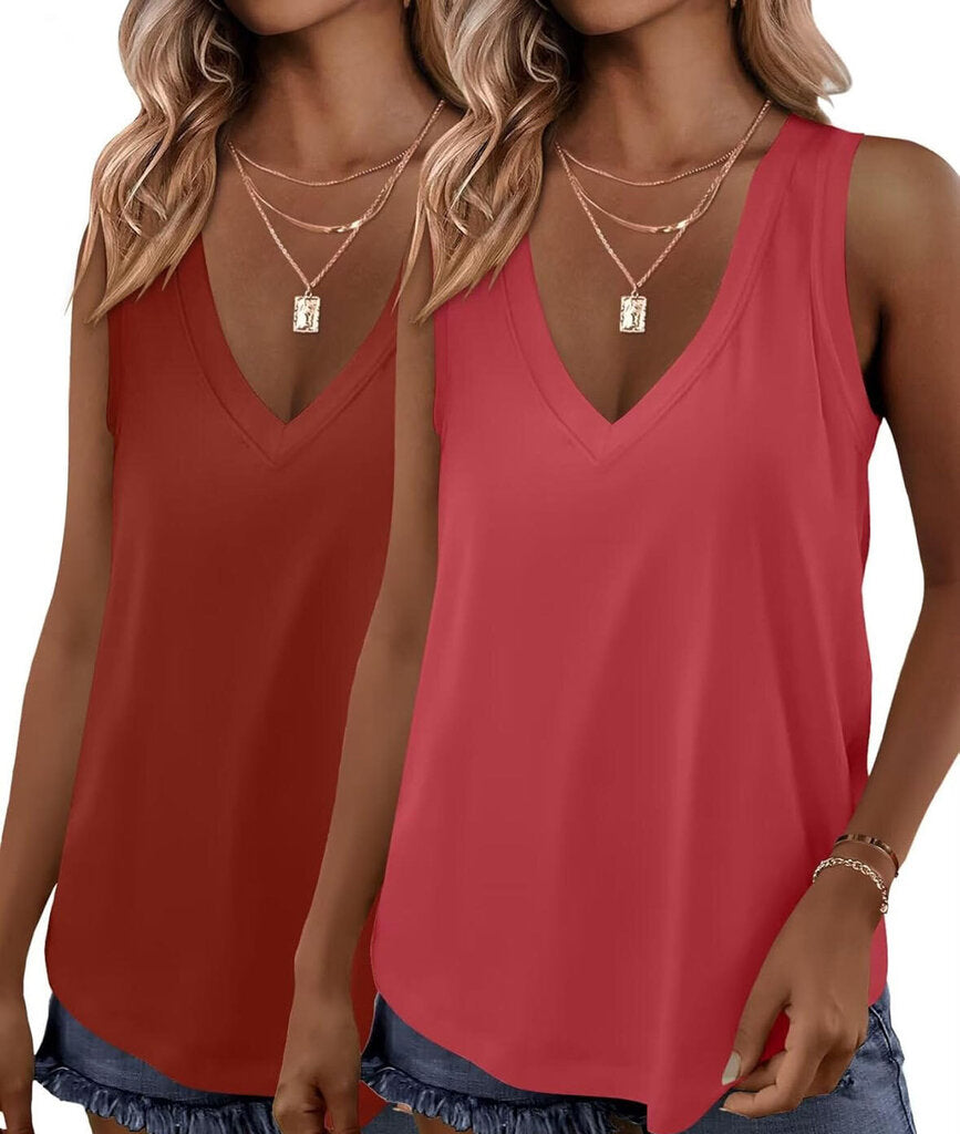 Top, Tank Loose Women's Red Orange XXLG