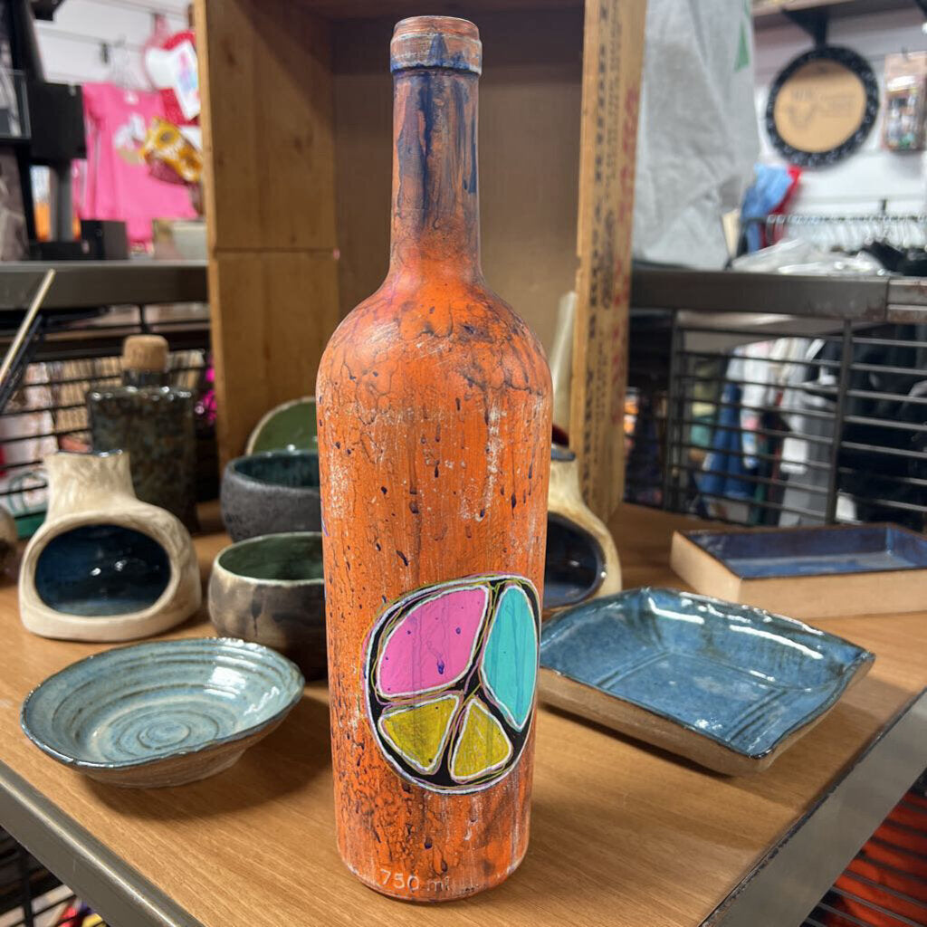 Hand painted wine bottle