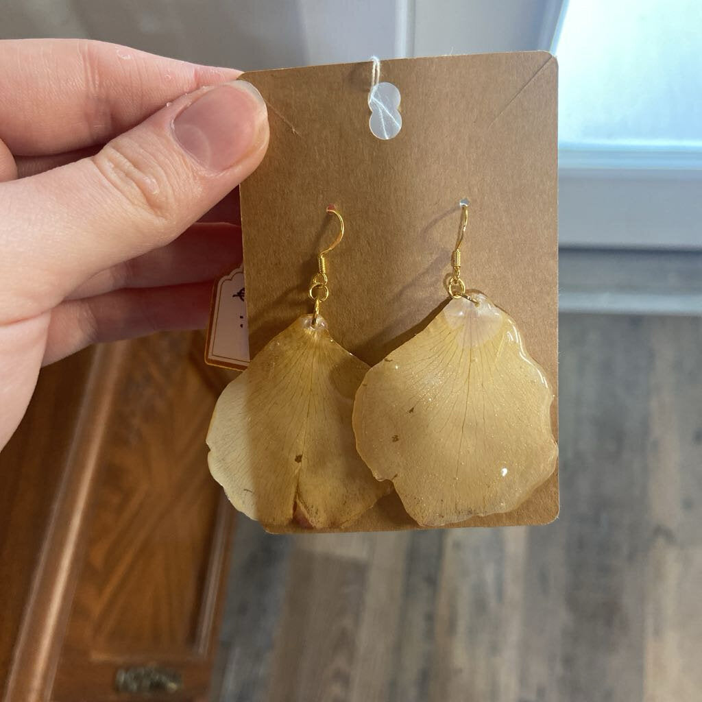 White Rose Petal on 24k plated hook