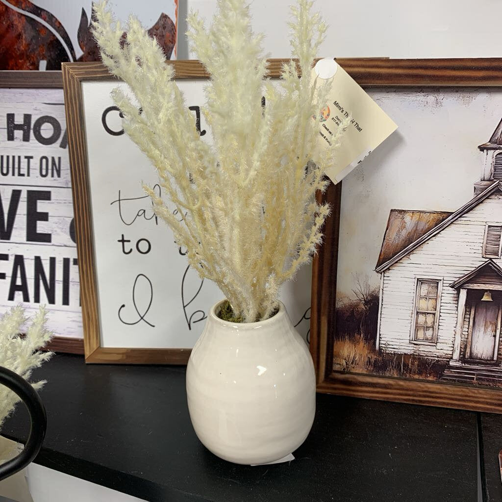 Vase, Small Whitew/Plumes