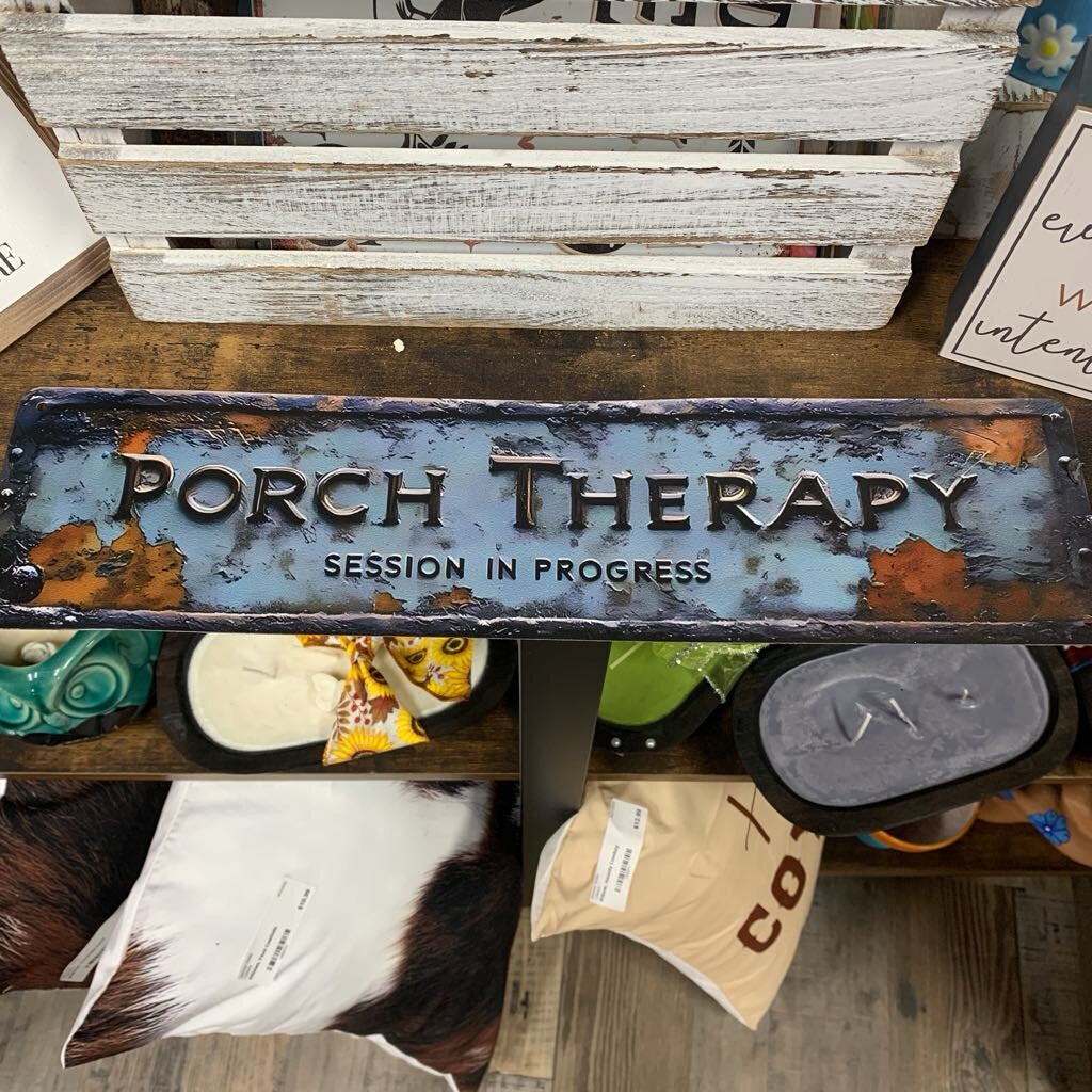 Sign, Metal Porch Therapy