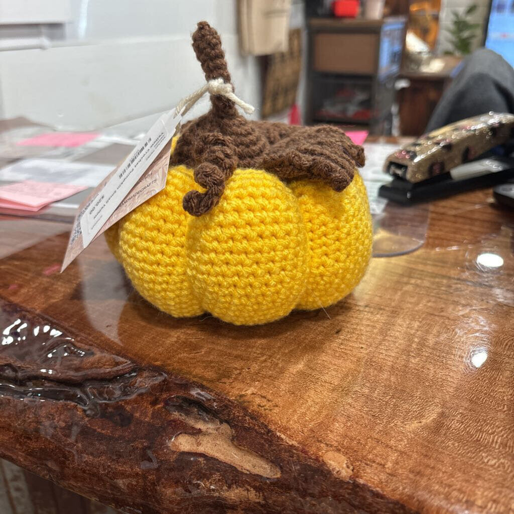Yellow Crochet Pumpkin