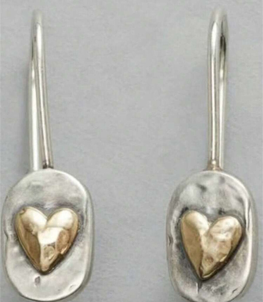 Earrings, Hammer Rectangle/Hearts