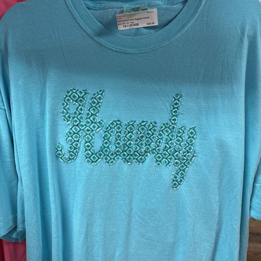 Teal comfort color Raggedy Howdy shirt 3XL