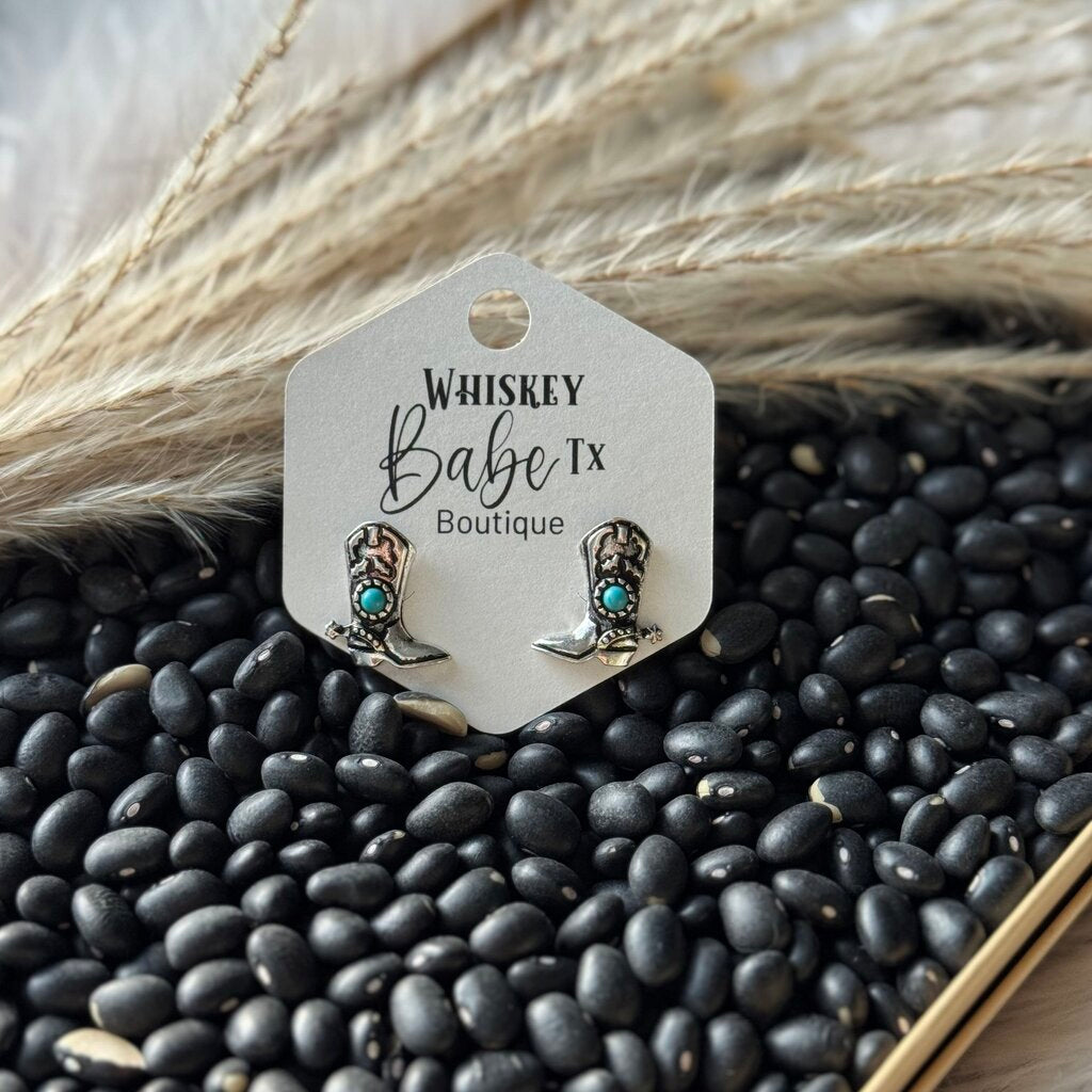 Saddleridge Silvertone Stud Earrings - Boots