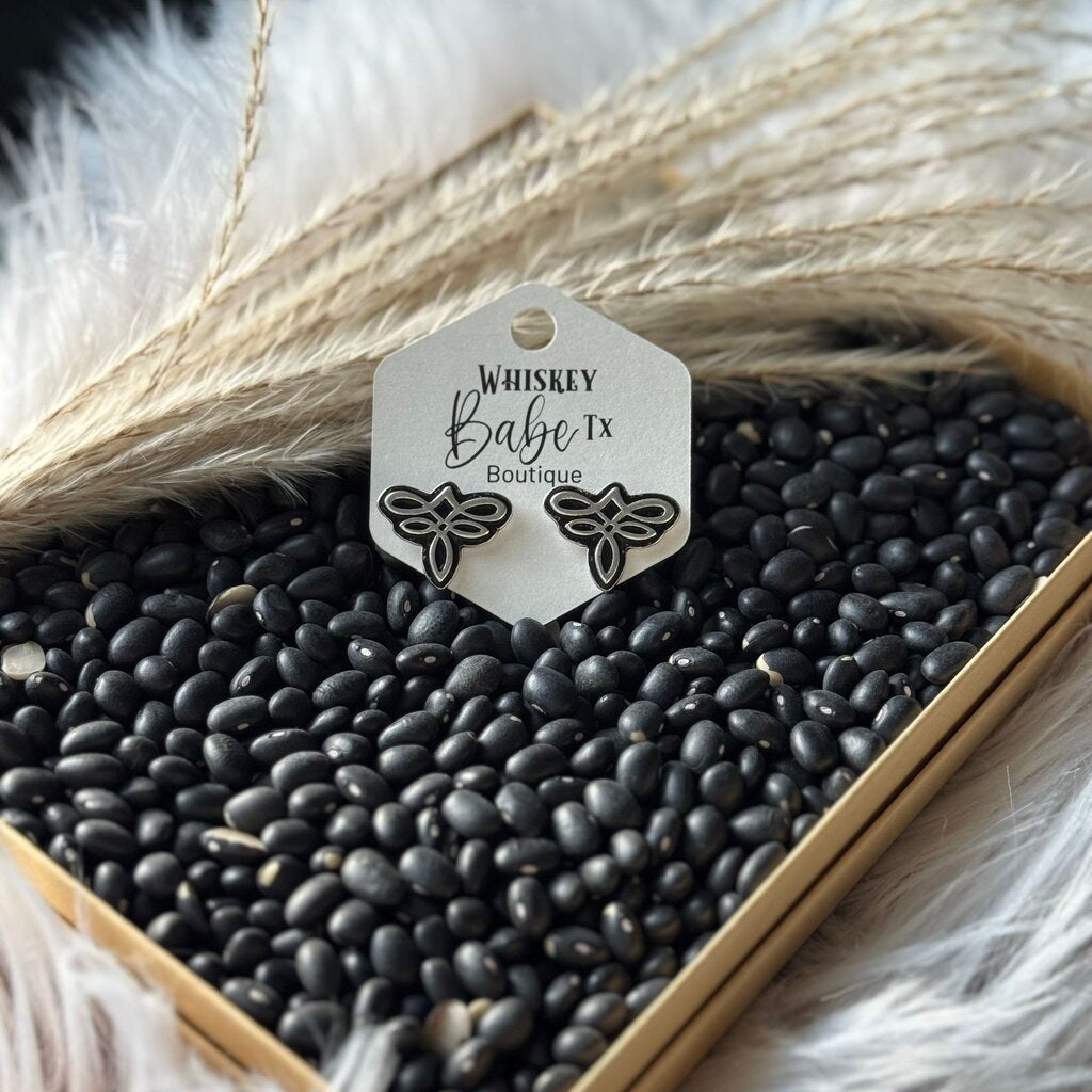 Saddleridge Silvertone Stud Earrings - Boot Stitch