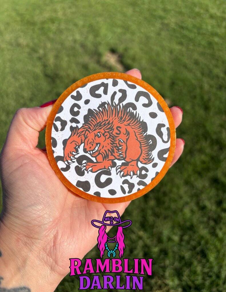 Porcupine Circle Freshie in Leather Scent