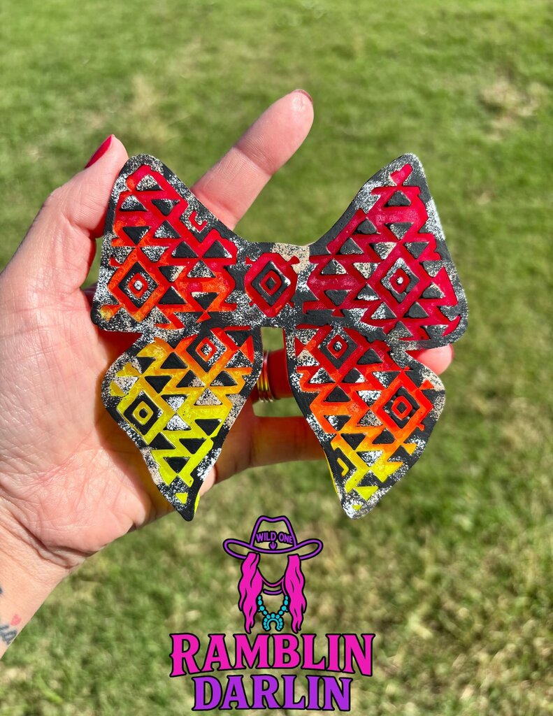 Aztec Print Bow Freshie in Leather Scent