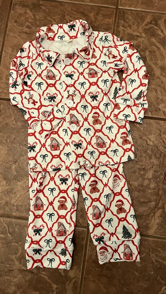 SANTA AND TEDDY BEAR PJ'S-7/8