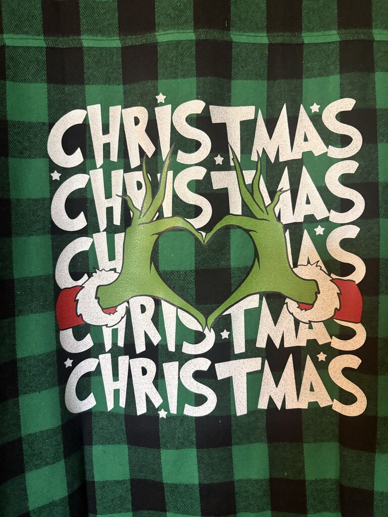 Shirt, Flannel "Grinch Christmas" Grn/Blk
