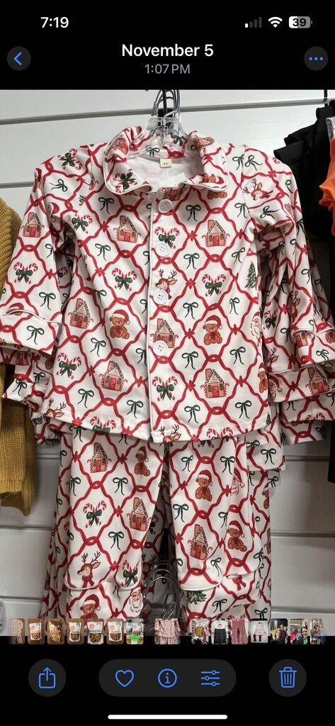 SANTA RED BOW PJ'S-7/8
