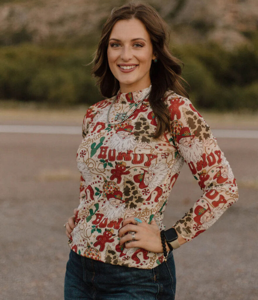 Howdy Santa Mesh Top