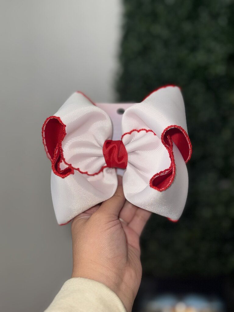 White bow red moon stitch
