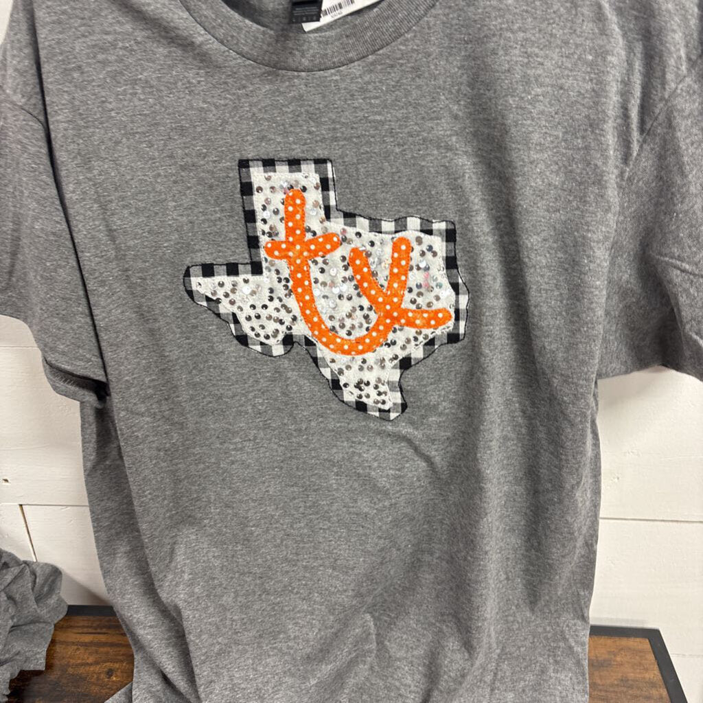 Texas applique t shirt Gildan gray