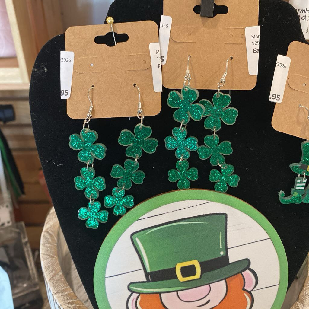 Earrings, 4Leaf Clover 3 Drop