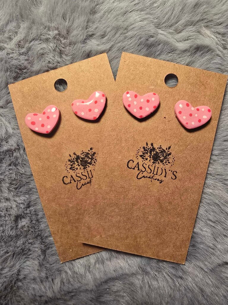 Polka Dot Heart Studs