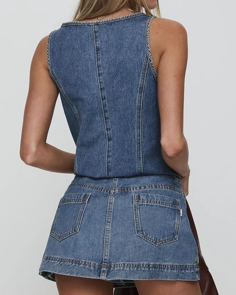 Denim Skirt/Vest Set