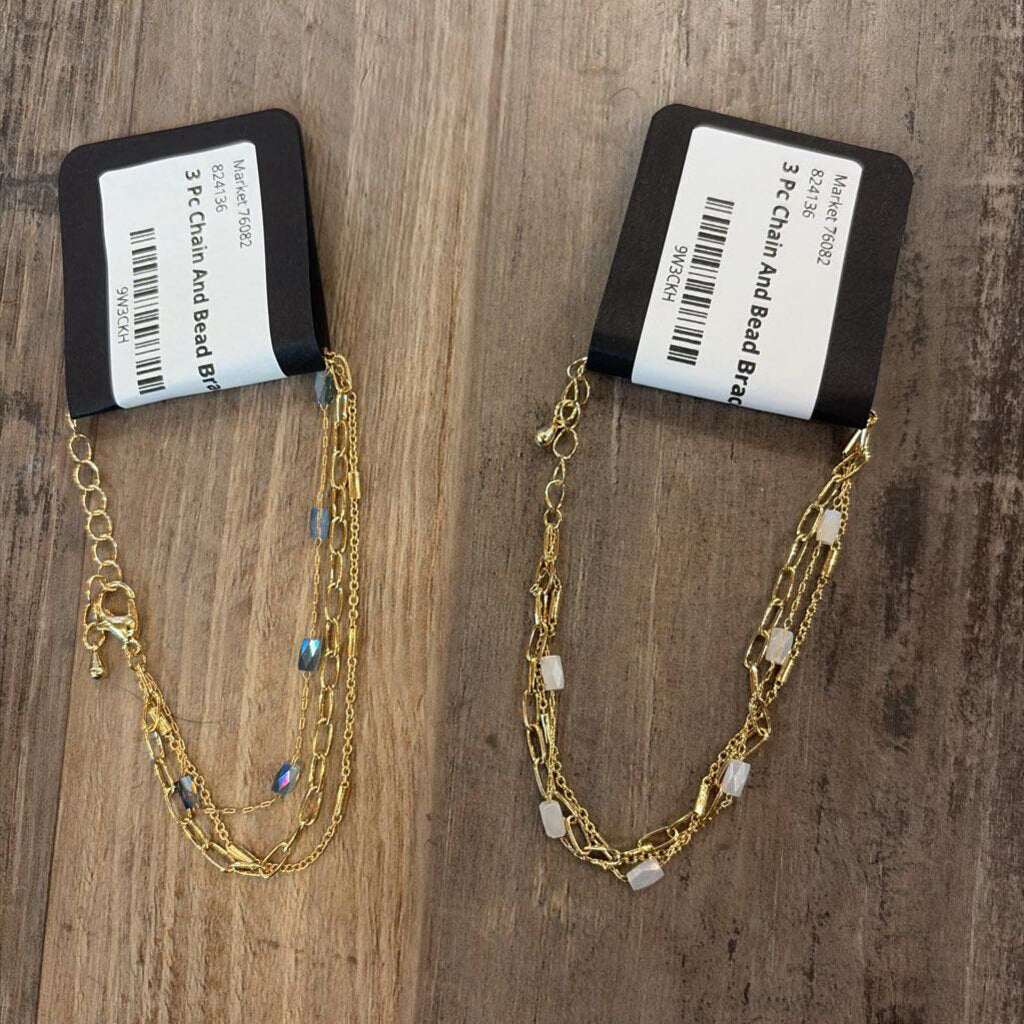 3 Pc Chain And Bead Bracelet