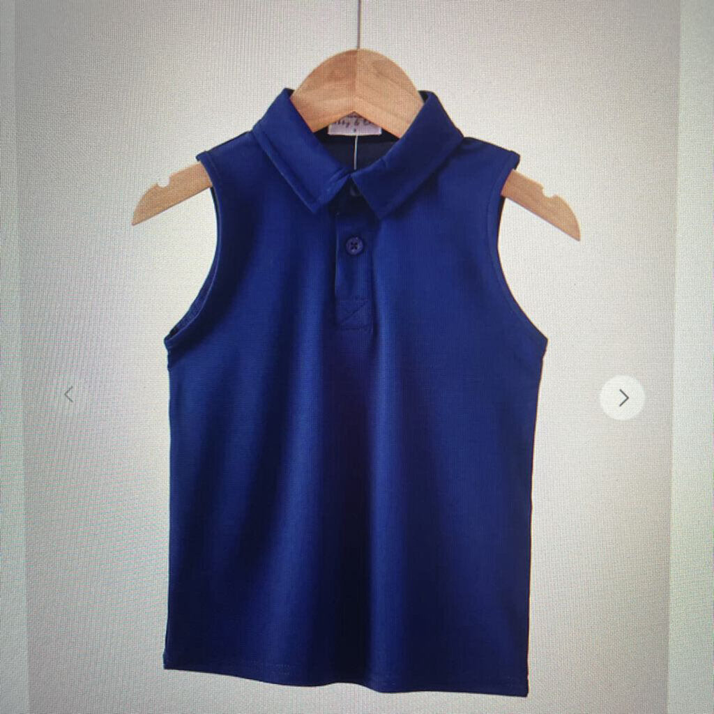 NAVY SLEEVELESS POLO-5