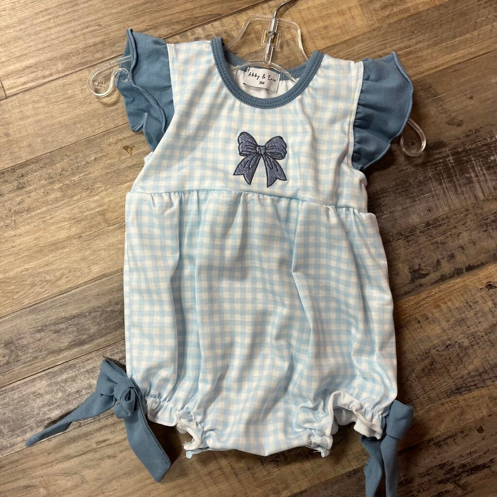 GINGHAM EMBROIDERY RUFFLE-3 MO