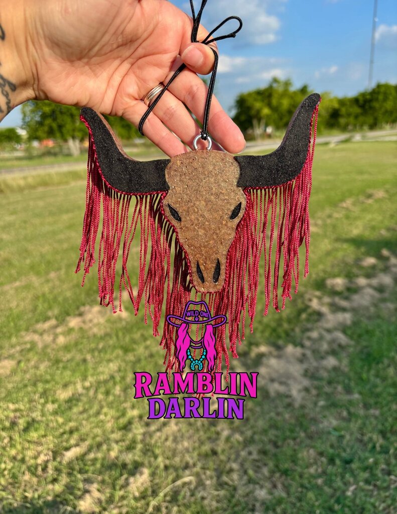 Bull Skull Freshie with Fringe in Rodeo Barbie Scent