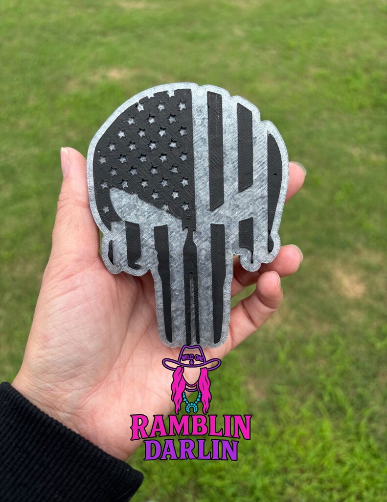 Flag Skull Freshie in Leather Scent