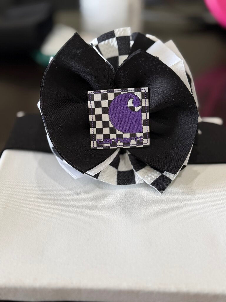 blk n white checkered scuba shredded purple carhart patch head wrap