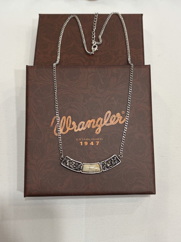 WRANGLER Stone Bowed Engraved Necklace