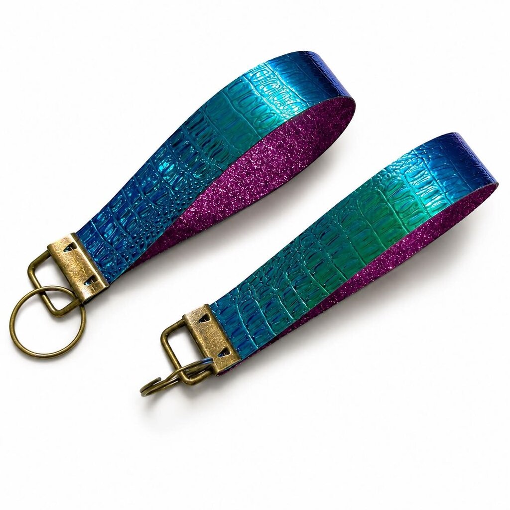 Keychain fob- metallic croc