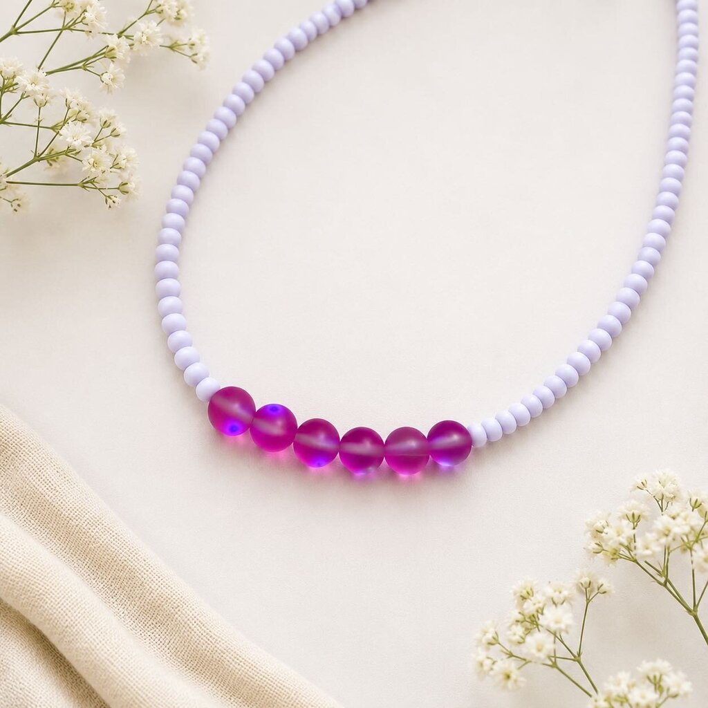 Necklace- matte lavendar and pink matte moonstone